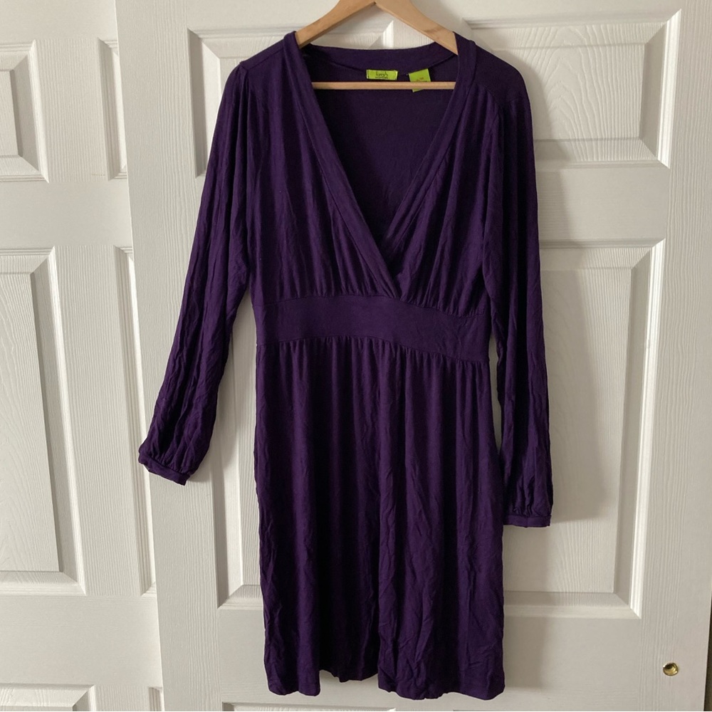 Rich plum faux wrap dress